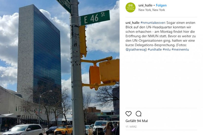 Beim Takeover der NMUN-Delegation der Uni Halle teilten die Studierenden ihre Erlebnisse und Eindrücke bei den Vereinten Nationen in New York.