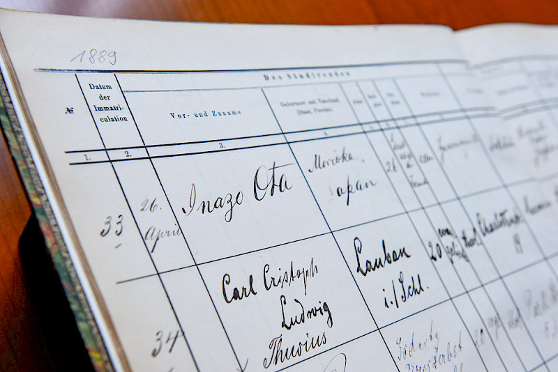 Der Eintrag von Inazō Ota-Nitobe im Matrikelbuch