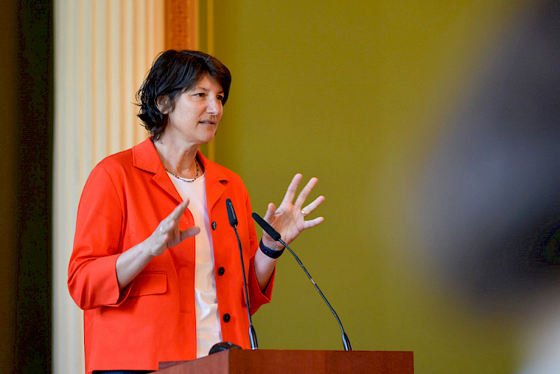 Andrea Frank, stellvertretende Geschäftsführerin des Stifterverbands, bei der Begrüßung der Teilnehmerinnen und Teilnehmer